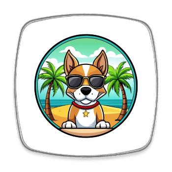 Brasilianischer Terrier Hunderasse Cartoon Sonnenbrille Strand - Viereckiger Kühlschrankmagnet - Weiß - Vorne