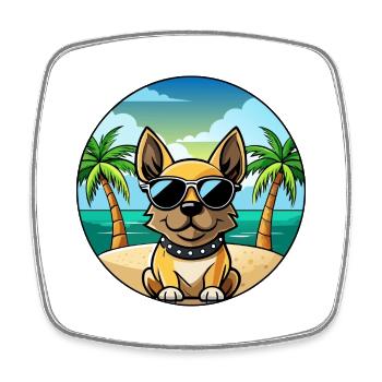 Braque Français Hunderasse Cartoon Sonnenbrille Strand - Viereckiger Kühlschrankmagnet - Weiß - Vorne