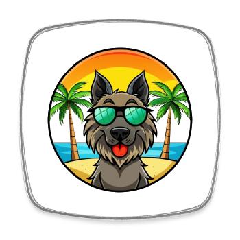 Lunettes de soleil belges Groenendael Dog Breed Cartoon - Magnet carré - blanc - Devant