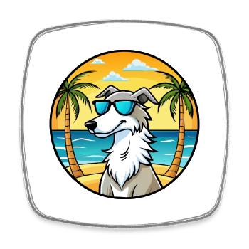 Barsoi Hund Rasse Cartoon Sonnenbrille Strand - Viereckiger Kühlschrankmagnet - Weiß - Vorne