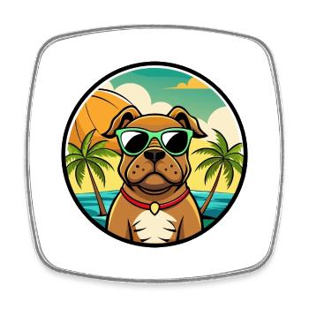 Boerboel Chien Race Dessin Animé Lunettes De Soleil Plage - Magnet carré - blanc - Devant