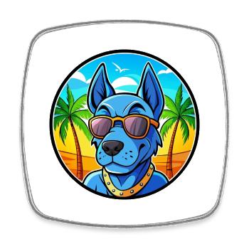 Blue Thai Ridgeback Dog Breed Cartoon Sunglasses - Square fridge magnet - white - Front