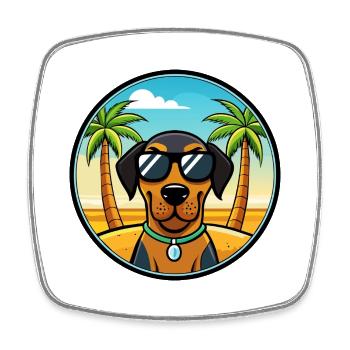 Schwarz Und Tan Coonhound Hunderasse Cartoon Strand - Viereckiger Kühlschrankmagnet - Weiß - Vorne