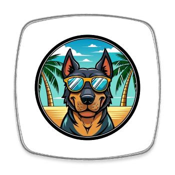 Beauceron Hunderasse Cartoon Sonnenbrille Strand - Viereckiger Kühlschrankmagnet - Weiß - Vorne