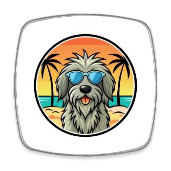 Lunettes de soleil Bergamasco Shepherd Dog Breed Cartoon - Magnet carré - blanc - Devant