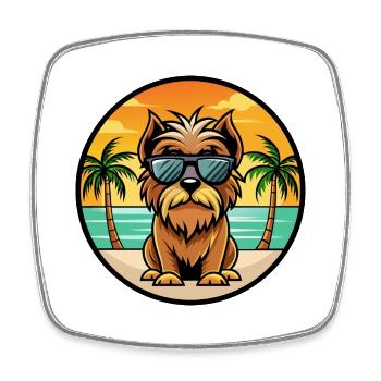 Belgische Griffon Hunderasse Cartoon Sonnenbrille Strand - Viereckiger Kühlschrankmagnet - Weiß - Vorne