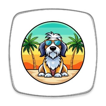 Basset Griffon Vendéen Hunderasse Cartoon Beach - Viereckiger Kühlschrankmagnet - Weiß - Vorne