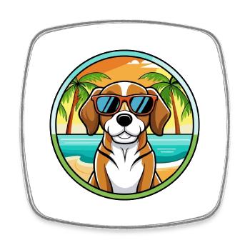 Beagle Harrier Hunderasse Cartoon Sonnenbrille Strand - Viereckiger Kühlschrankmagnet - Weiß - Vorne