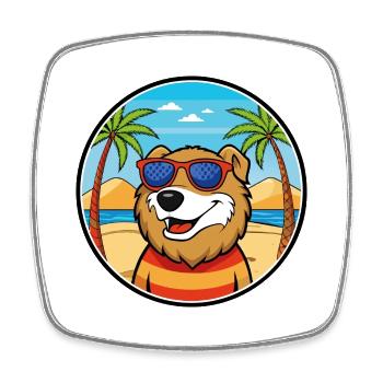 Armenischer Gampr Hund Rasse Cartoon Sonnenbrille Strand - Viereckiger Kühlschrankmagnet - Weiß - Vorne