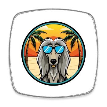 Afghanischer Windhund Hunderasse Cartoon Sonnenbrille Strand - Viereckiger Kühlschrankmagnet - Weiß - Vorne
