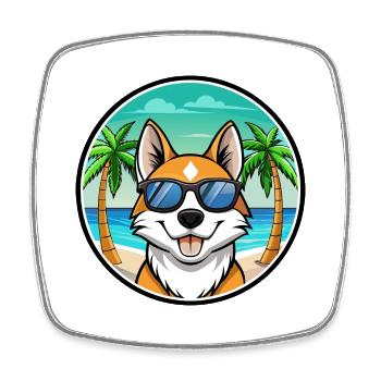 Sibirische Laika Hunderasse Cartoon Sonnenbrille Strand - Viereckiger Kühlschrankmagnet - Weiß - Vorne