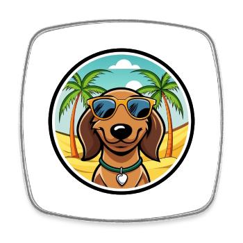 Westfälischer Dachsbracke Hunderasse Cartoon Beach - Viereckiger Kühlschrankmagnet - Weiß - Vorne