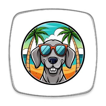 Weimaraner Hund Rasse Cartoon Sonnenbrille Strand - Viereckiger Kühlschrankmagnet - Weiß - Vorne