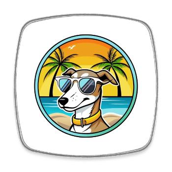 Whippet Hund Rasse Cartoon Sonnenbrille Strand - Viereckiger Kühlschrankmagnet - Weiß - Vorne