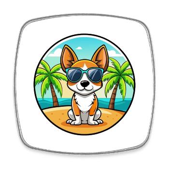 Spielzeug Foxterrier Hund Rasse Cartoon Sonnenbrille Strand - Viereckiger Kühlschrankmagnet - Weiß - Vorne