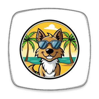 Tiroler Bracke Hunderasse Cartoon Sonnenbrille Strand - Viereckiger Kühlschrankmagnet - Weiß - Vorne