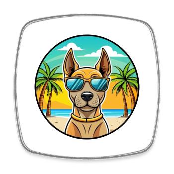 Thai Ridgeback Dog Breed Cartoon Sunglasses Beach - Square fridge magnet - white - Front