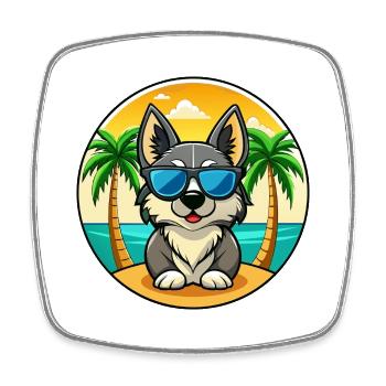 Schwedische Vallhund Hunderasse Cartoon Sonnenbrille Strand - Viereckiger Kühlschrankmagnet - Weiß - Vorne