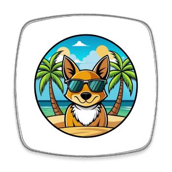 St Miguel Boeud Chien Race Dessin Animé Lunettes De Soleil Plage - Magnet carré - blanc - Devant