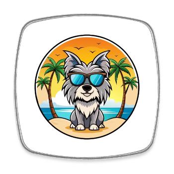 Skye Terrier Hunderasse Cartoon Sonnenbrille Strand - Viereckiger Kühlschrankmagnet - Weiß - Vorne