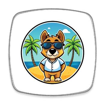 Sporting Lucas Terrier Hunderasse Cartoon Beach - Viereckiger Kühlschrankmagnet - Weiß - Vorne