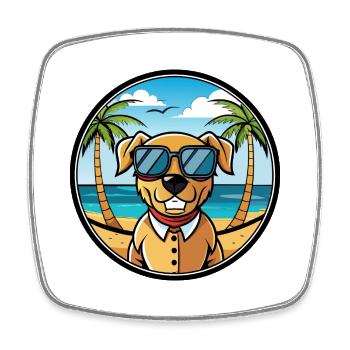 Southern Hound Dog Breed Cartoon Sunglasses Beach - Square fridge magnet - white - Front