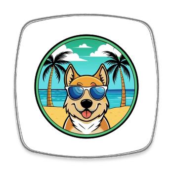 Slovensky Kopov Hunderasse Cartoon Sonnenbrille Strand - Viereckiger Kühlschrankmagnet - Weiß - Vorne