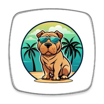 Shar Pei Hunderasse Cartoon Sonnenbrille Strand - Viereckiger Kühlschrankmagnet - Weiß - Vorne