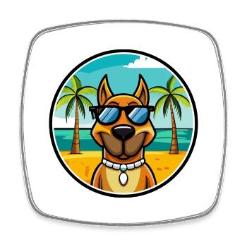 Serbischer Windhund Rasse Cartoon Sonnenbrille Strand - Viereckiger Kühlschrankmagnet - Weiß - Vorne