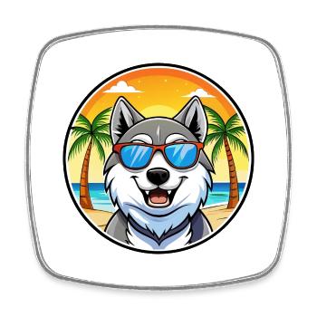 Seppala Sibirische Schlittenhunderasse Cartoon Sonnenbrille - Viereckiger Kühlschrankmagnet - Weiß - Vorne