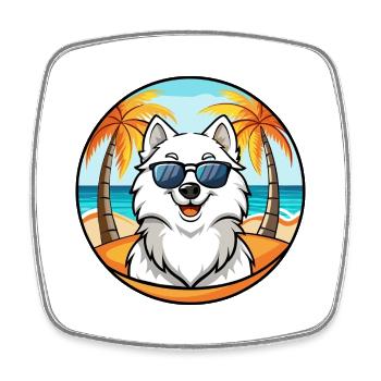 Samojede Hunderasse Cartoon Sonnenbrille Strand - Viereckiger Kühlschrankmagnet - Weiß - Vorne