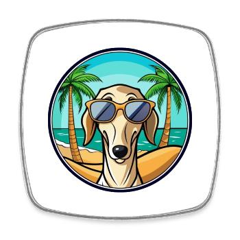 Saluki Dog Breed Cartoon Sunglasses Beach - Square fridge magnet - white - Front