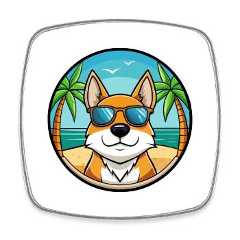 Skandinavische Hunderasse Cartoon Sonnenbrille Strand - Viereckiger Kühlschrankmagnet - Weiß - Vorne