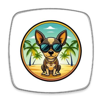 Russische Spielzeug Terrier Hund Rasse Cartoon Sonnenbrille - Viereckiger Kühlschrankmagnet - Weiß - Vorne