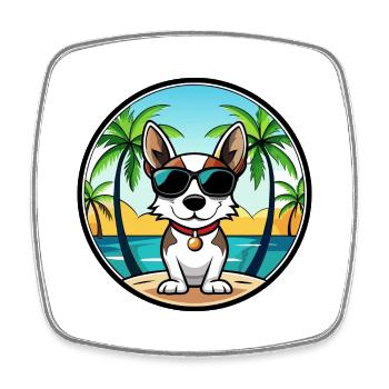 Rat Terrier Hund Rasse Cartoon Sonnenbrille Strand - Viereckiger Kühlschrankmagnet - Weiß - Vorne