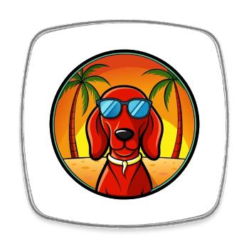 Redbone Coonhound Hunderasse Cartoon Sonnenbrille Strand - Viereckiger Kühlschrankmagnet - Weiß - Vorne