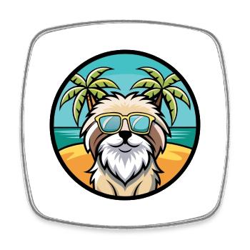 Pyrenäen-Schäferhund-Rasse Cartoon-Sonnenbrille Strand - Viereckiger Kühlschrankmagnet - Weiß - Vorne