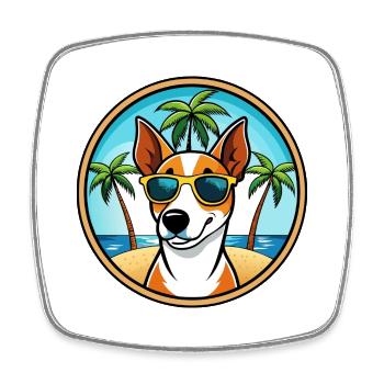Glatte Foxterrier Hunderasse Cartoon Sonnenbrille - Viereckiger Kühlschrankmagnet - Weiß - Vorne