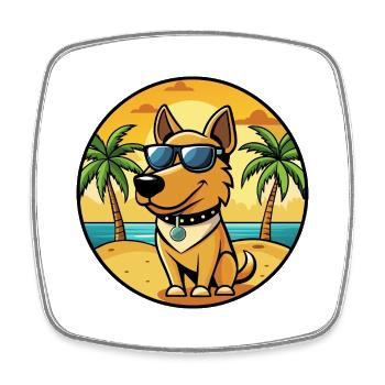 Polnische Jagdhunderasse Cartoon Sonnenbrille Strand - Viereckiger Kühlschrankmagnet - Weiß - Vorne