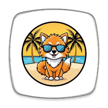 Loulou de Poméranie Spitz Chien Race Dessin Animé Lunettes De Soleil Plage - Magnet carré - blanc - Devant