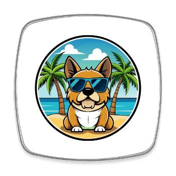 Perro De Presa Mallorquinische Hunderasse Cartoon Beach - Viereckiger Kühlschrankmagnet - Weiß - Vorne