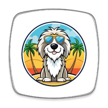 Picardie Schäferhund Rasse Cartoon Sonnenbrille Strand - Viereckiger Kühlschrankmagnet - Weiß - Vorne
