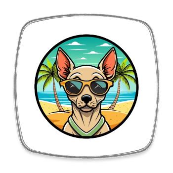 Peruanische haarlose Hunderasse Cartoon Sonnenbrille Strand - Viereckiger Kühlschrankmagnet - Weiß - Vorne