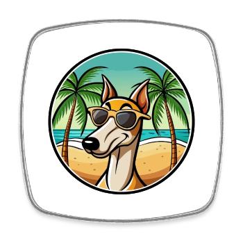 Alter kroatischer Windhund Hunderasse Cartoon Strand - Viereckiger Kühlschrankmagnet - Weiß - Vorne