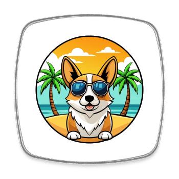Pembroke Welsh Corgi Hunderasse Cartoon Sonnenbrille - Viereckiger Kühlschrankmagnet - Weiß - Vorne