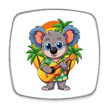 Funny Koala Cartoon Summer Beach Sunglasses Guitar - Square fridge magnet - white - Front
