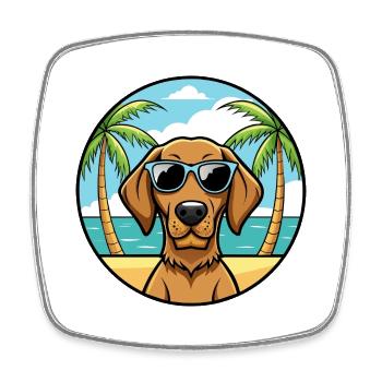 Drahthaar Vizsla Hund Rasse Cartoon Sonnenbrille Strand - Viereckiger Kühlschrankmagnet - Weiß - Vorne