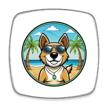 Teddy Roosevelt Terrier Race Chien Dessin Animé Plage - Magnet carré - blanc - Devant