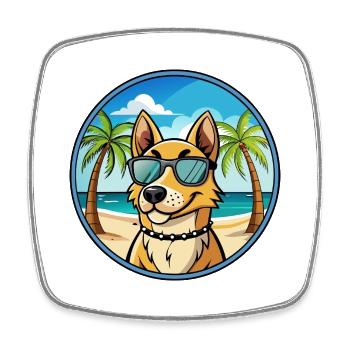 Norwegischer Windhund Rasse Cartoon Sonnenbrille Strand - Viereckiger Kühlschrankmagnet - Weiß - Vorne