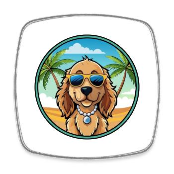 Norfolk Spaniel Hunderasse Cartoon Sonnenbrille Strand - Viereckiger Kühlschrankmagnet - Weiß - Vorne